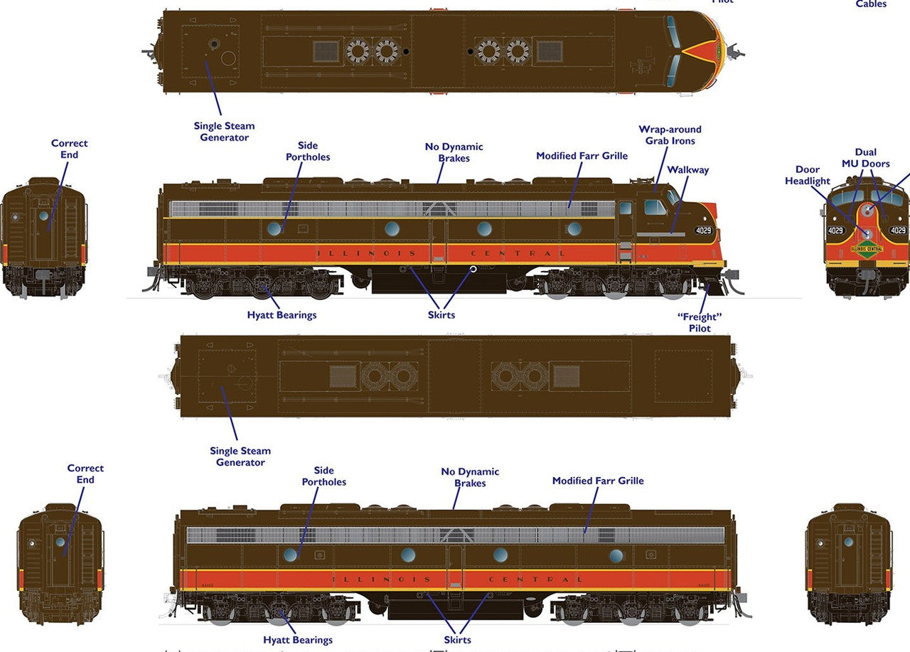 Rapido Trains Inc HO 28522 DCC/ESU Loksound 5 EMD E8A Illinois Central 'Green Diamond Logo' IC #4023