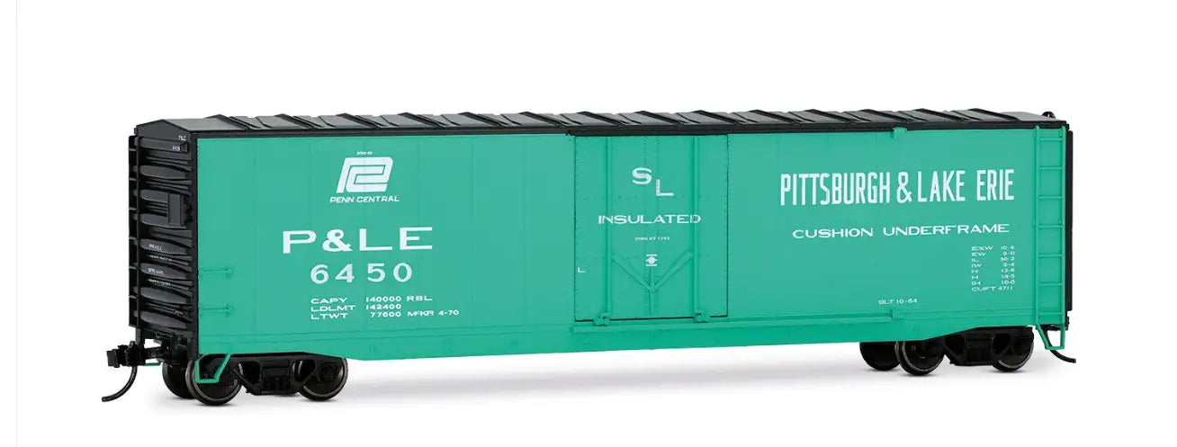 Rivarossi HR6663B HO P&LE, plug door boxcar, light blue livery without roof walkway, #6450
