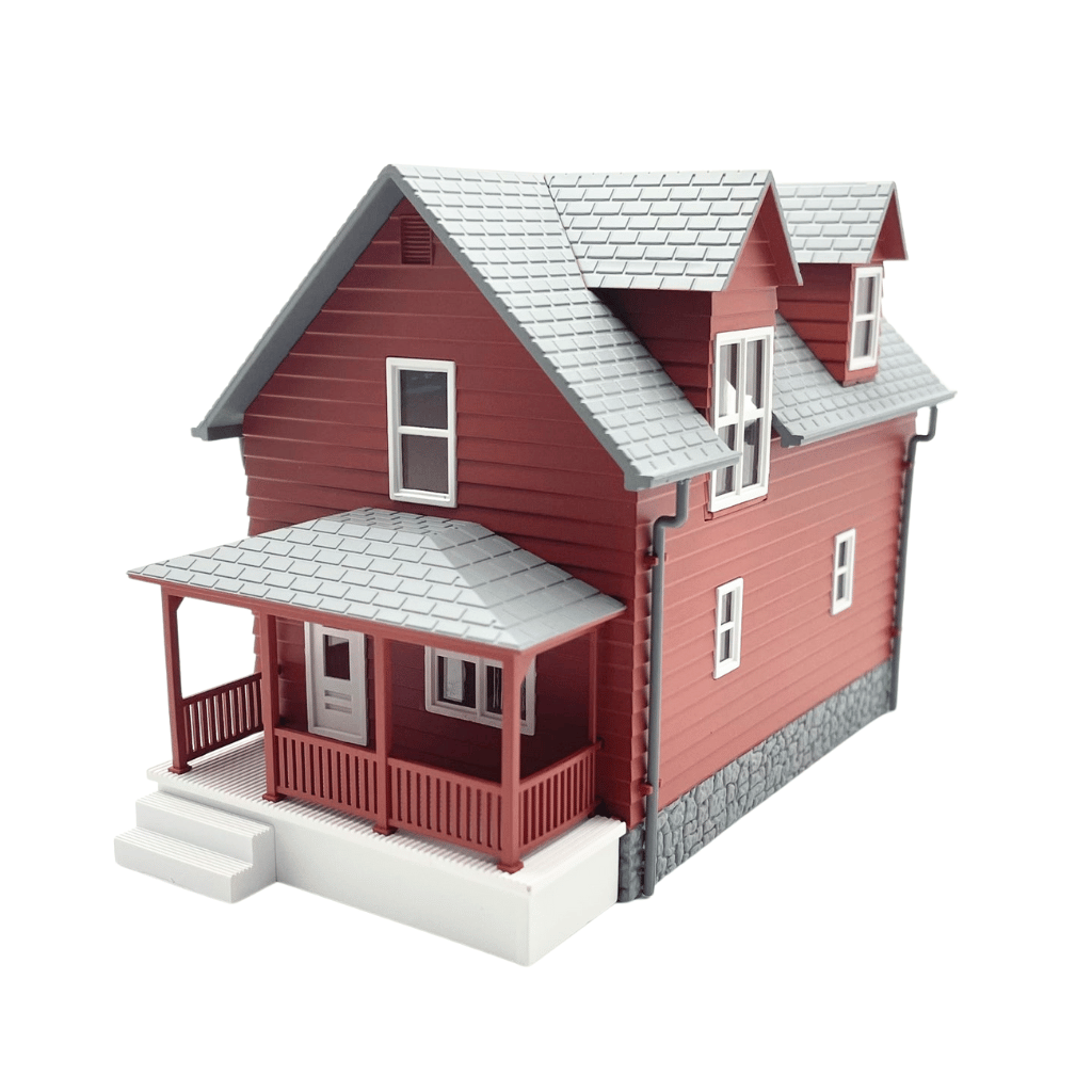 HO Scale Red Farmhouse (Pre-Assembled)