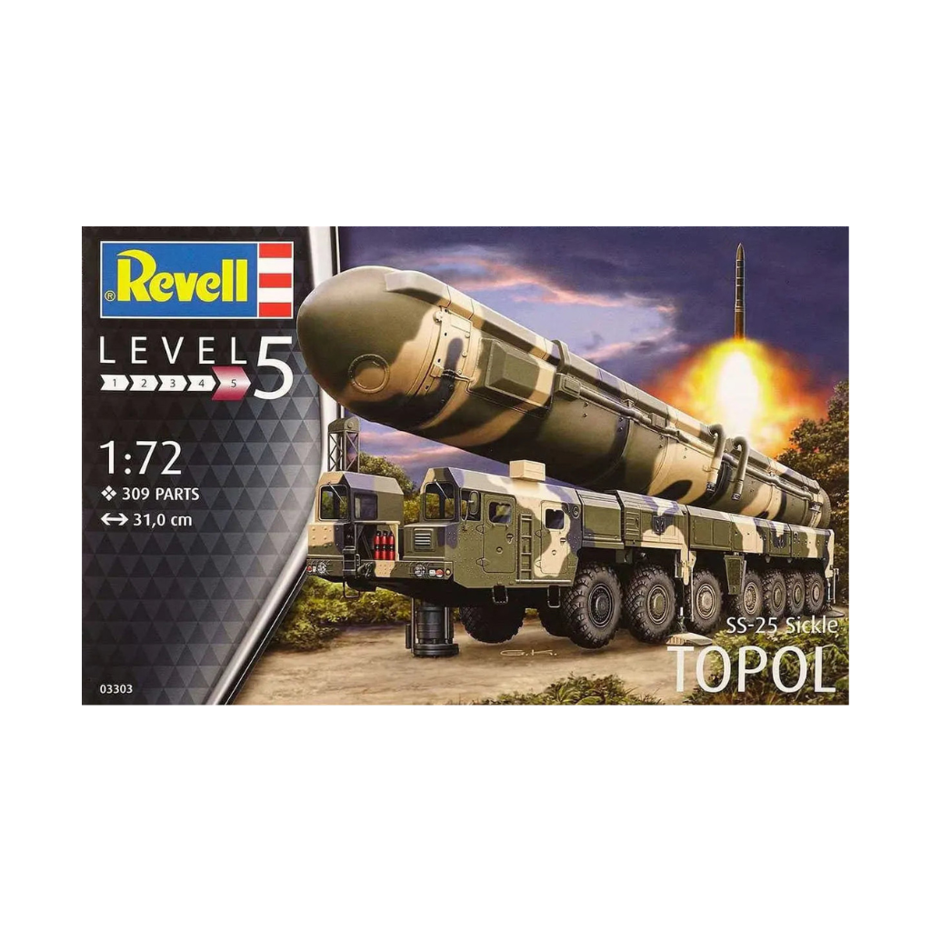 Revell 803303 1/72 Scale Topo SS-25 Sickle Soviet Missile Model Kit
