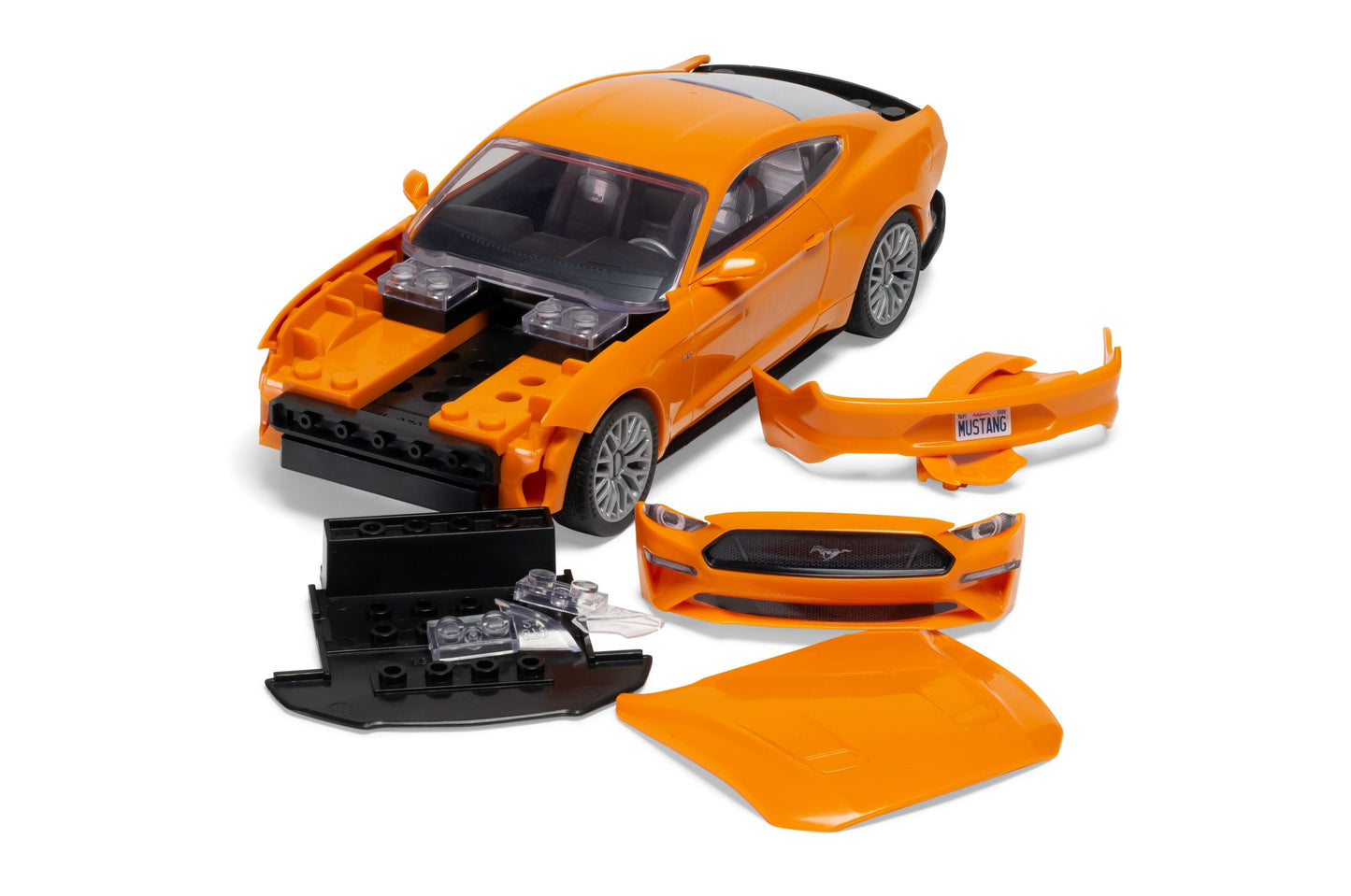 Airfix Model Car Kit QuickBuild Ford Mustang GT (Orange) Push Fit J6036