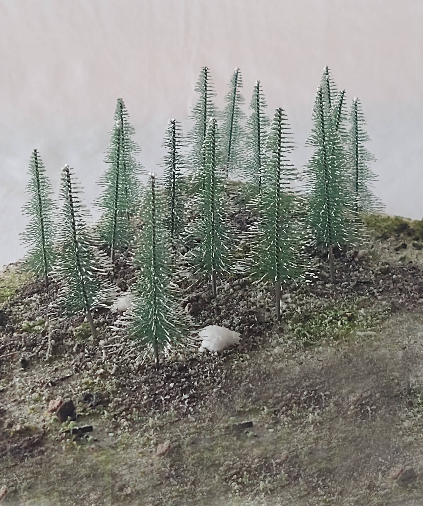 Snow covered fir with durable branches and trunk for model railroading