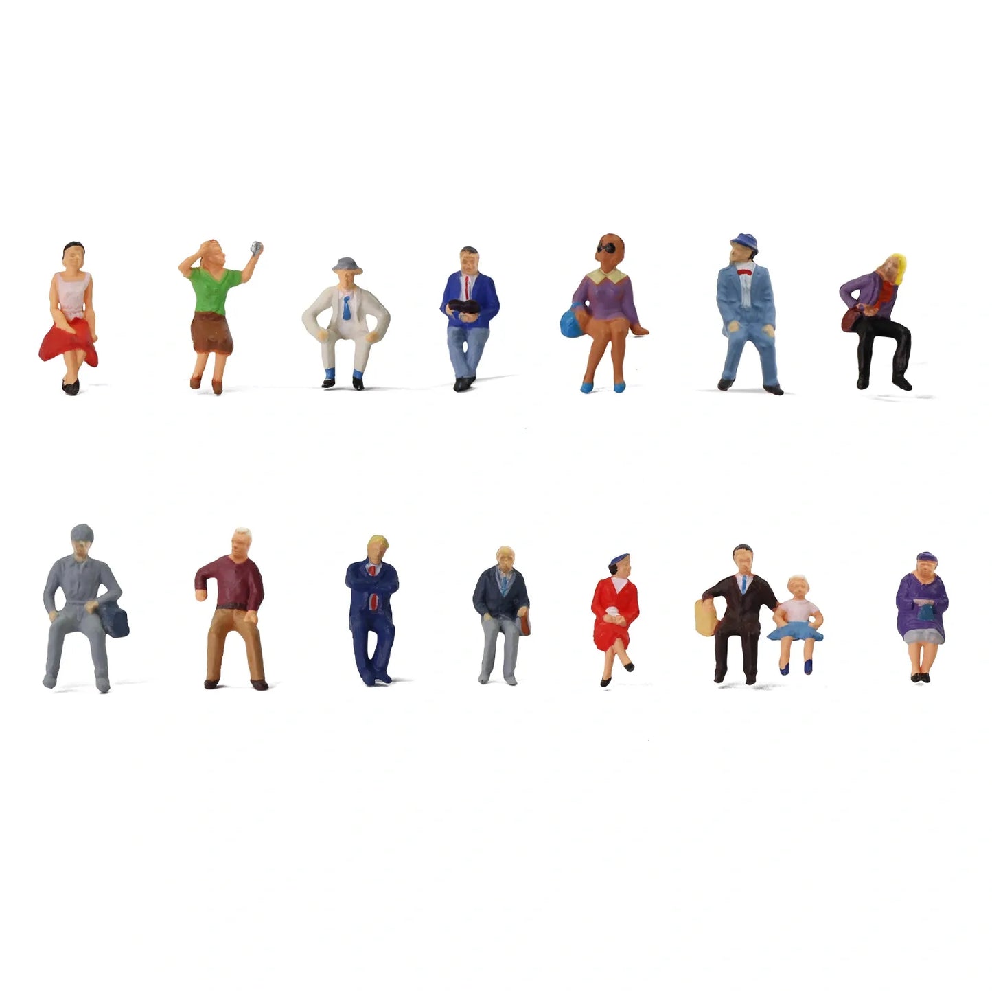 HO scale 14 piece people sitting