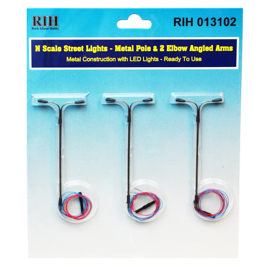 N Scale Metal Poles 2 Elbow Arms