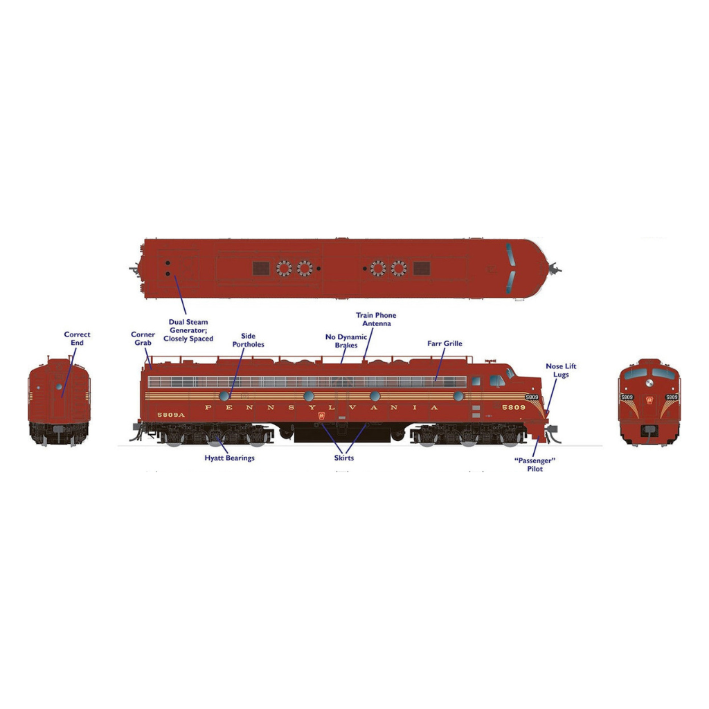 Rapido Trains Inc HO 28533 DCC/ESU Loksound 5 EMD E8A Pennsylvania RR '5 Stripe Scheme' PRR #5896