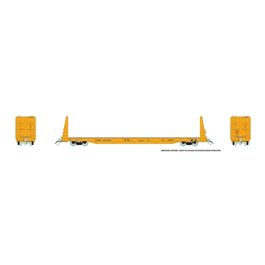 RAPIDO HO Marine Industries Bulkhead Flatcar: ONR - Yellow Scheme: 6-Pack