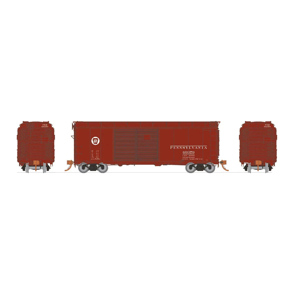 RAPIDO HO scale PRR X31A Double-Door Boxcar: Circle Keystone: 6-Pack