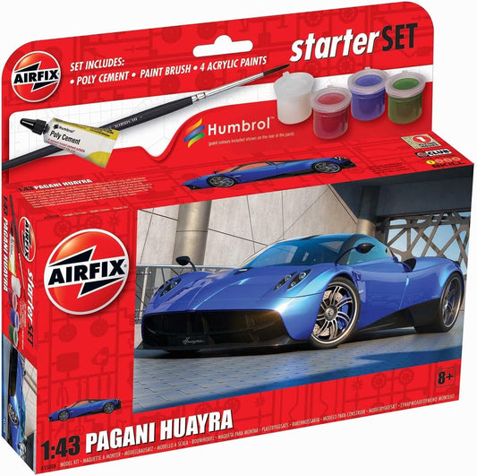 AIRFIX - Starter Set Pagani Huayra 1:43 Scale Plastic Model Car Kit - A55008