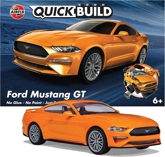Airfix Model Car Kit QuickBuild Ford Mustang GT (Orange) Push Fit J6036