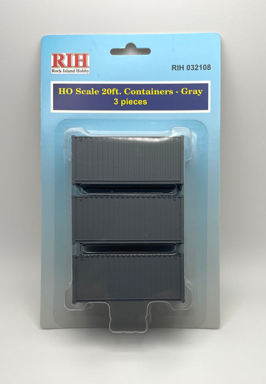 HO Scale Containers 20ft Gray