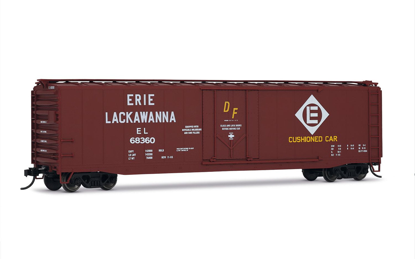 Rivarossi by Hornby HO HR6664C 50' Plug-Door Boxcar with Roofwalk, Erie Lackawanna #68360