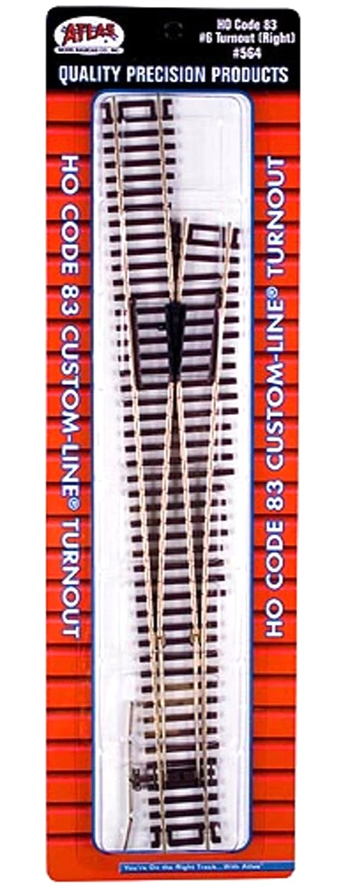 Atlas HO 564 Code 83 Track #6 Right Hand Custom-Line Turnout
