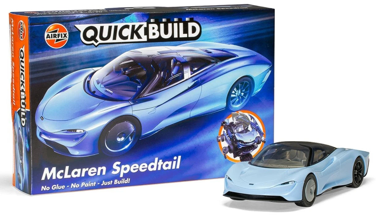 Airfix QUICK BUILD Blue McLaren Speedtail Snap Together Plastic Model Kit J6052