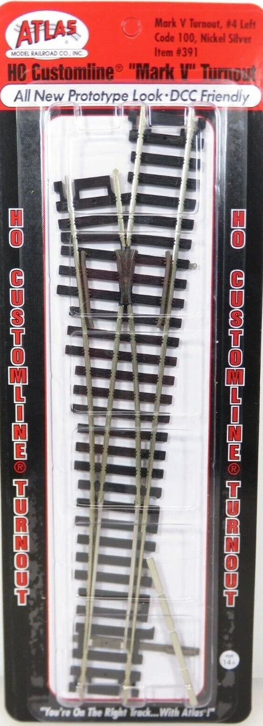 Atlas 391 HO Code 100 Mark V Turnout, Customline, No. 4 Left