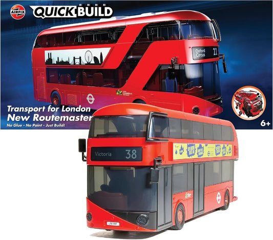 Skill 1 Model Kit Routemaster Double-Decker Bus "Transport for London" Snap Together Plastic Model Kit by Airfix Quickbuild