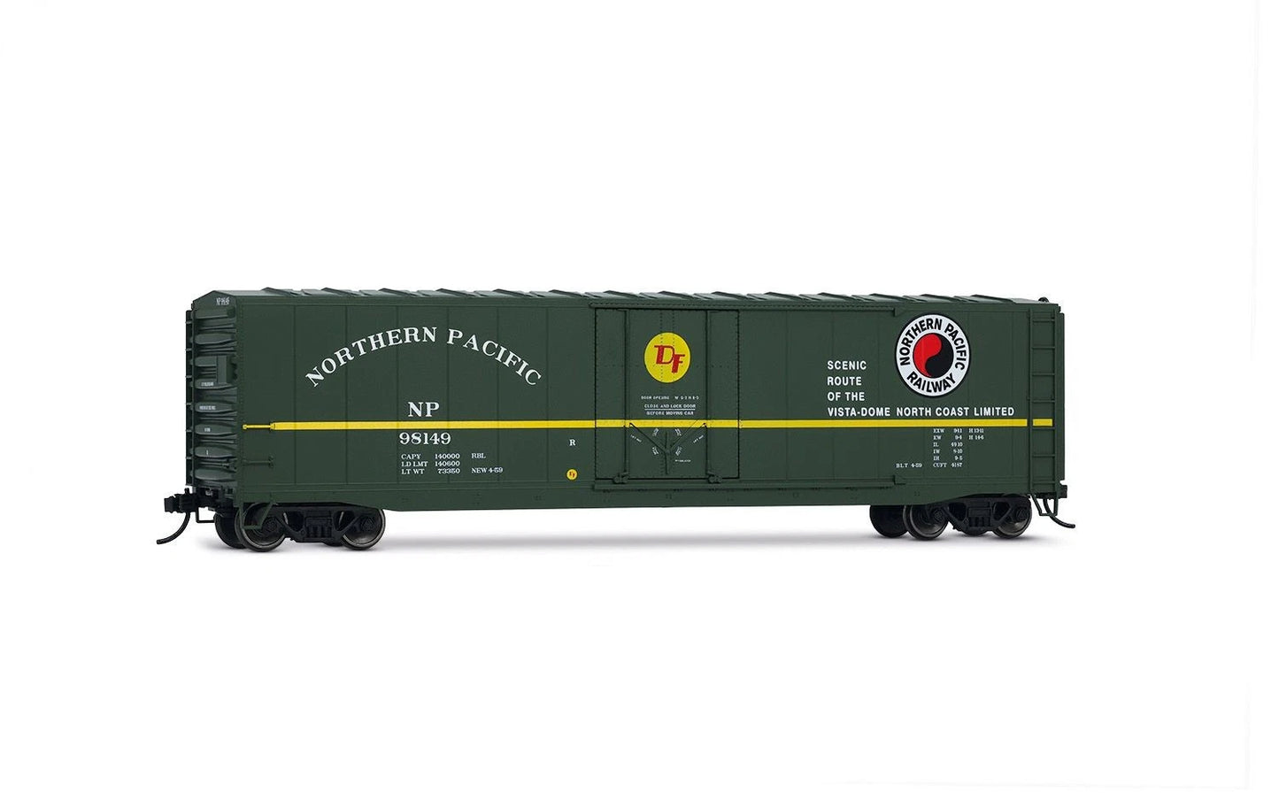 Rivarossi by Hornby HO HR6665C 50' Plug-Door Boxcar No Roofwalk, Northern Pacific #98149