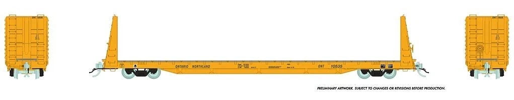 RAPIDO HO Marine Industries Bulkhead Flatcar: ONR - Yellow Scheme: 6-Pack