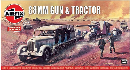 Airfix 88mm Gun & Tractor 1:76 Vintage Classics Military Plastic Model Kit