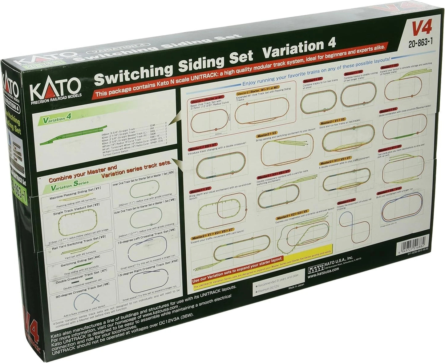 Kato USA Model Train Products V4 UNITRACK Switching Siding Set