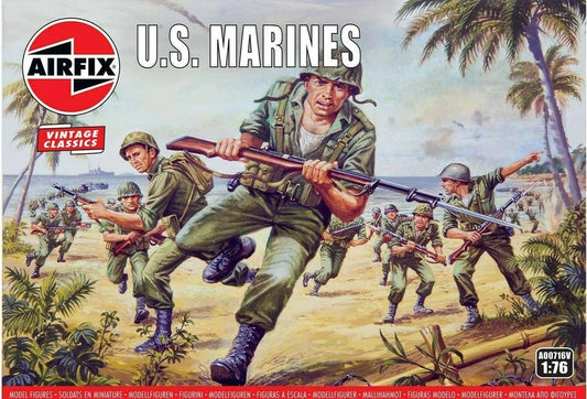Airfix Vintage 45 WWII US Marines 1:76 Scale Plastic Model Figures A00716V