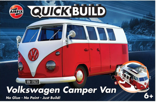 Airfix QUICK BUILD Red Volkswagen VW Camper Van Plastic Model Kit J6017