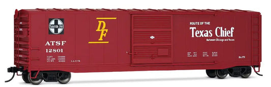 ATSF, sliding door boxcar "Texas Chief" without roof walkway, #12801
