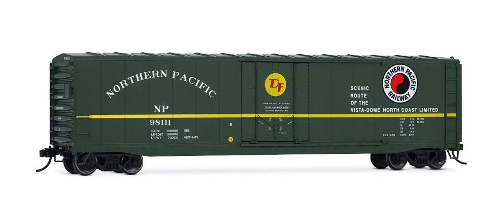 Rivarossi by Hornby HO HR6665A 50' Plug-Door Boxcar No Roofwalk, Northern Pacific #98111