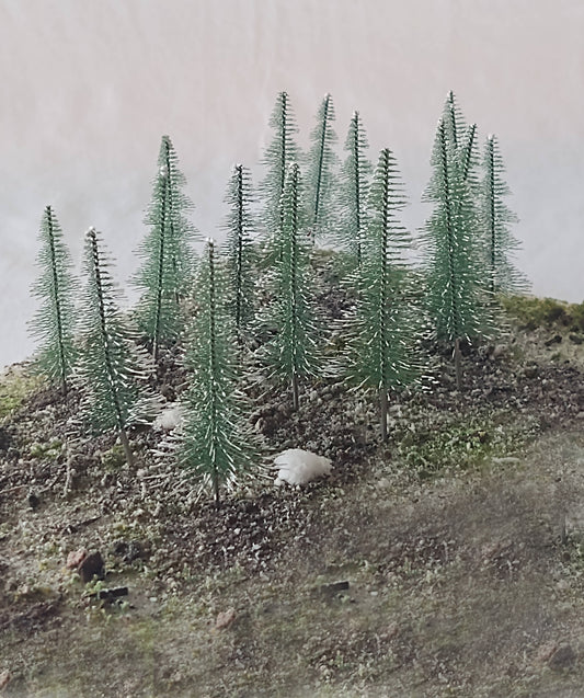 Snow covered fir with durable branches and trunk for model railroading 