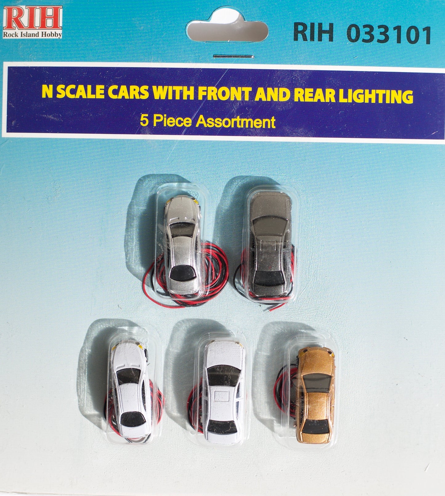 N scale cars with front and rear lights 