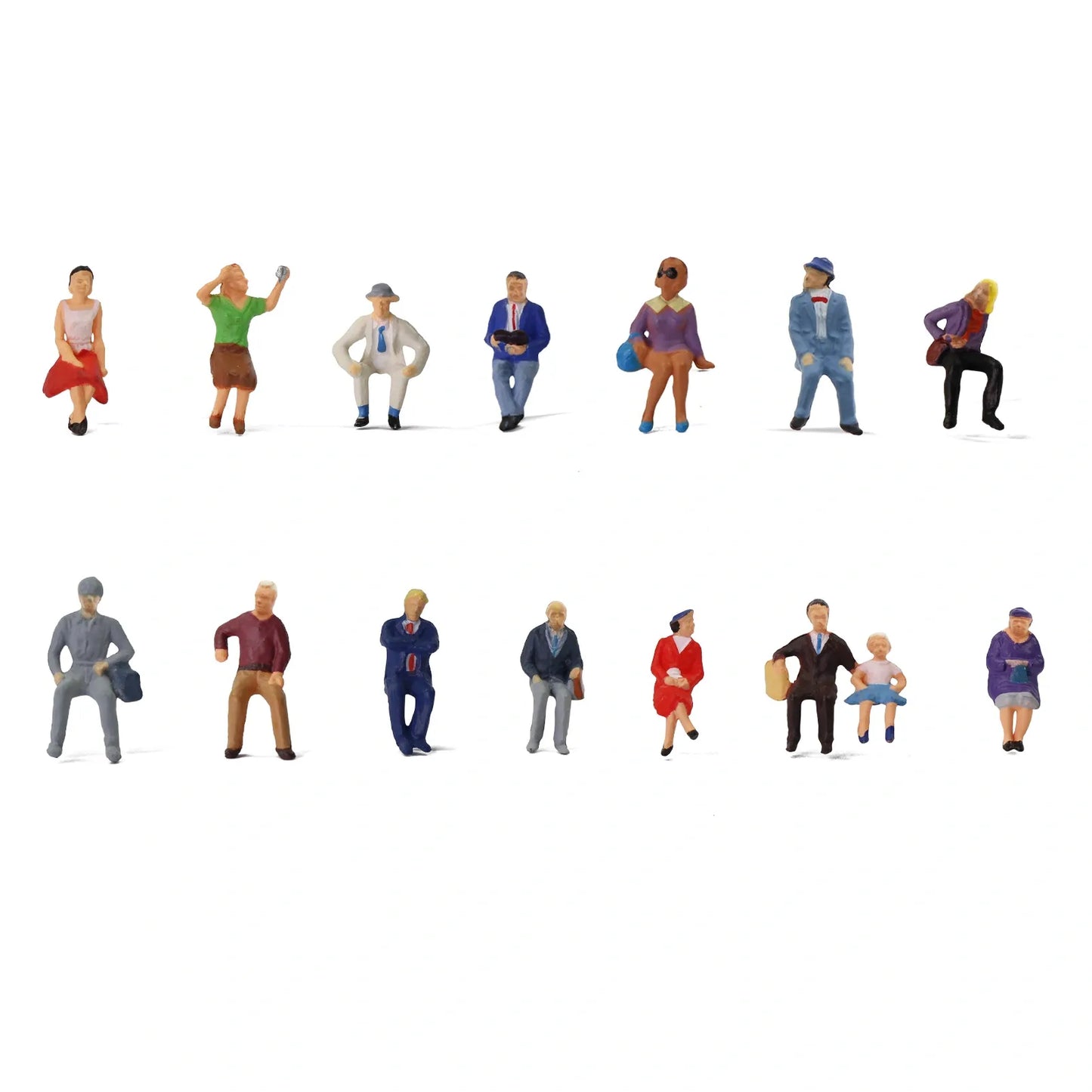HO scale 14 piece people sitting 