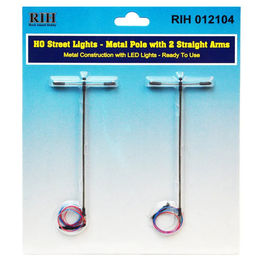 HO Scale Street Lights with single pole and 2 straight arms